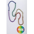 Rainbow Mardi Gras Beads with Round Light-Up Disk